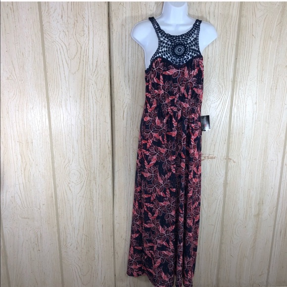 Teeze Me Crocheted Halter Maxi Dress Size M - Picture 2 of 8